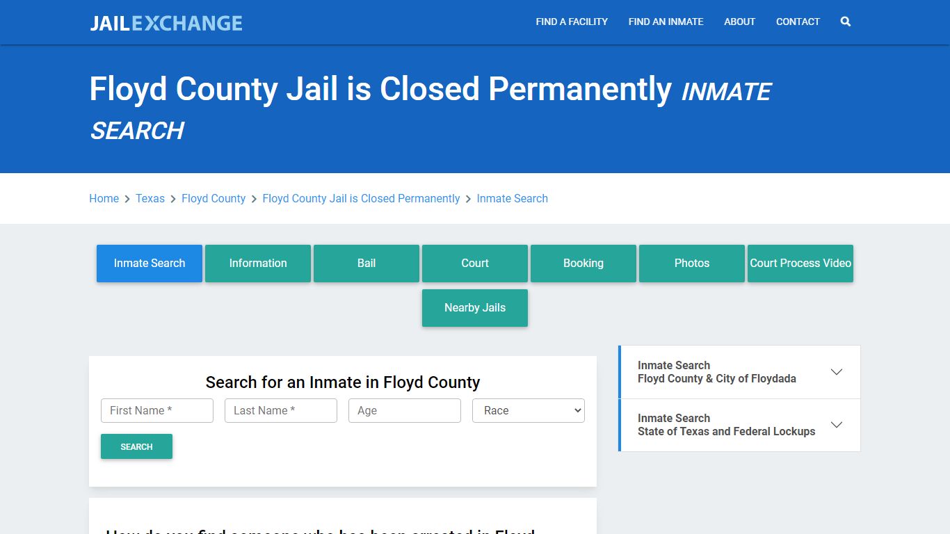 Floyd County Jail is Closed Permanently Inmate Search